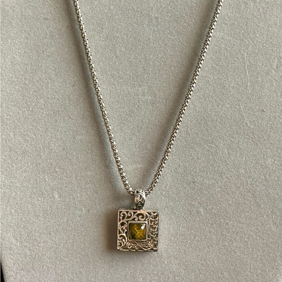 Vintage Cookie Lee Sterling silver Necklace with green stone - Picture 1 of 2